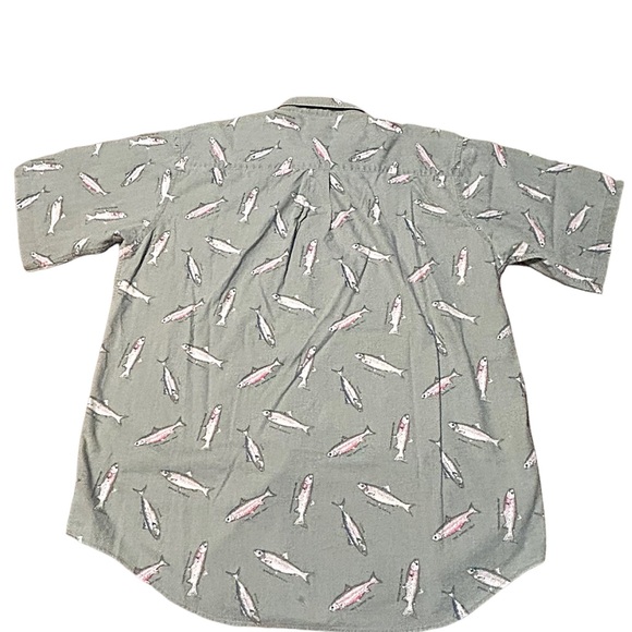 Britches Great Outdoors 90s Vintage Fish Print Button Down Shirt XL - Picture 9 of 13